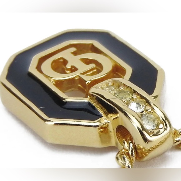 Christian Dior Necklace Metal Black gold Rhinestones Neckl Necklace 🔥🖤🔥Vintage - Picture 4 of 9